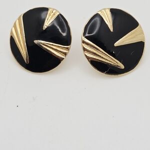 Vintage Black and Gold Geometric Earrings